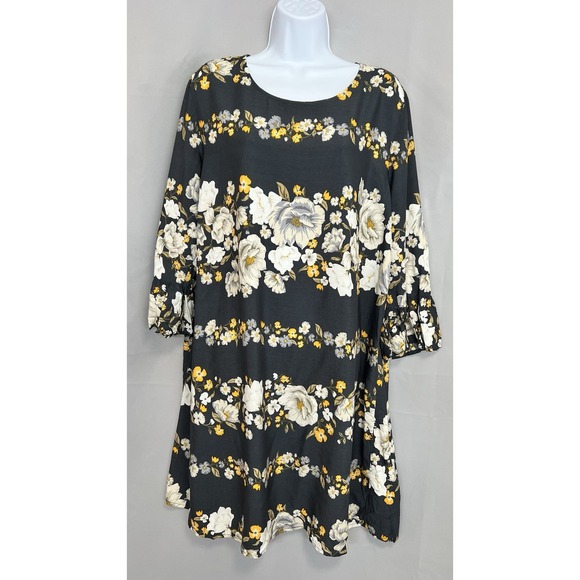 Old Navy Women's Floral-Print 3/4-Sleeve Plus-Size XL Shift Dress NWT - Picture 2 of 13